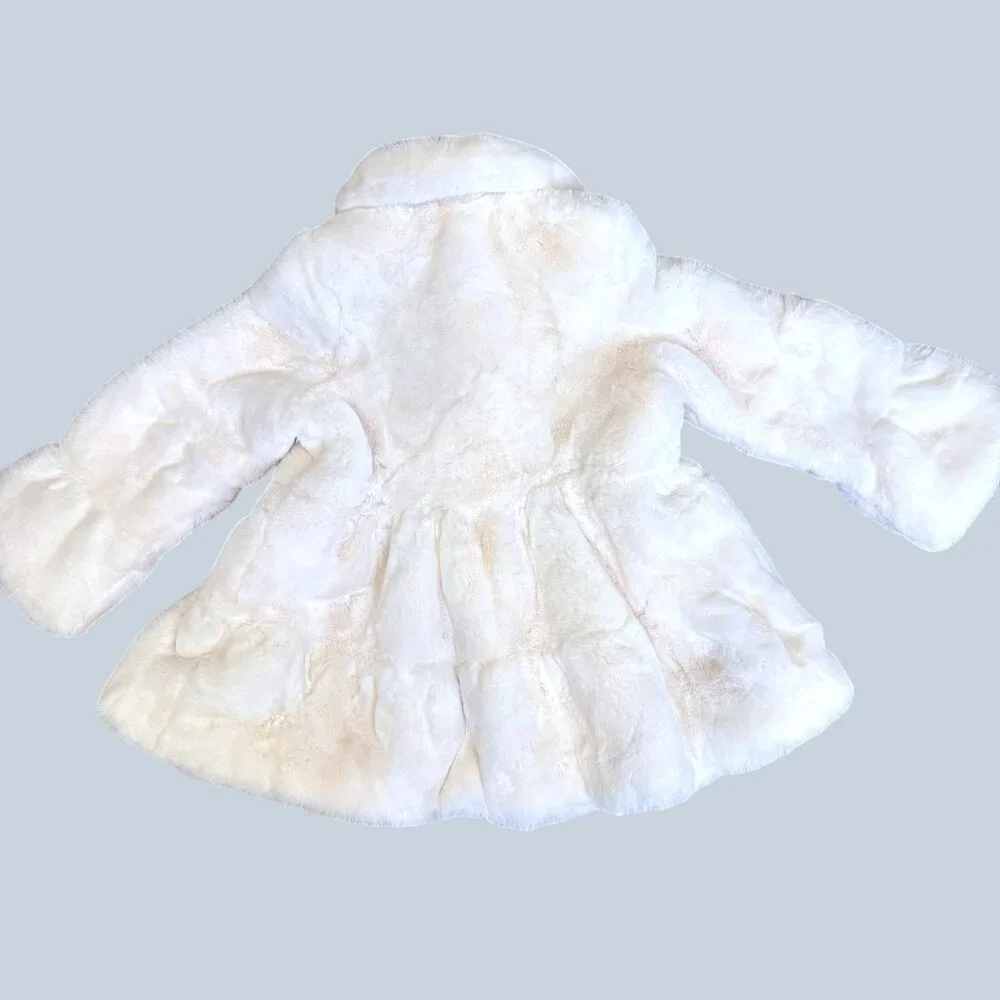 Girls Donna Salyers Fabulous Fur L (12) CeCe Swing Coat NWT Ivory White Coquette